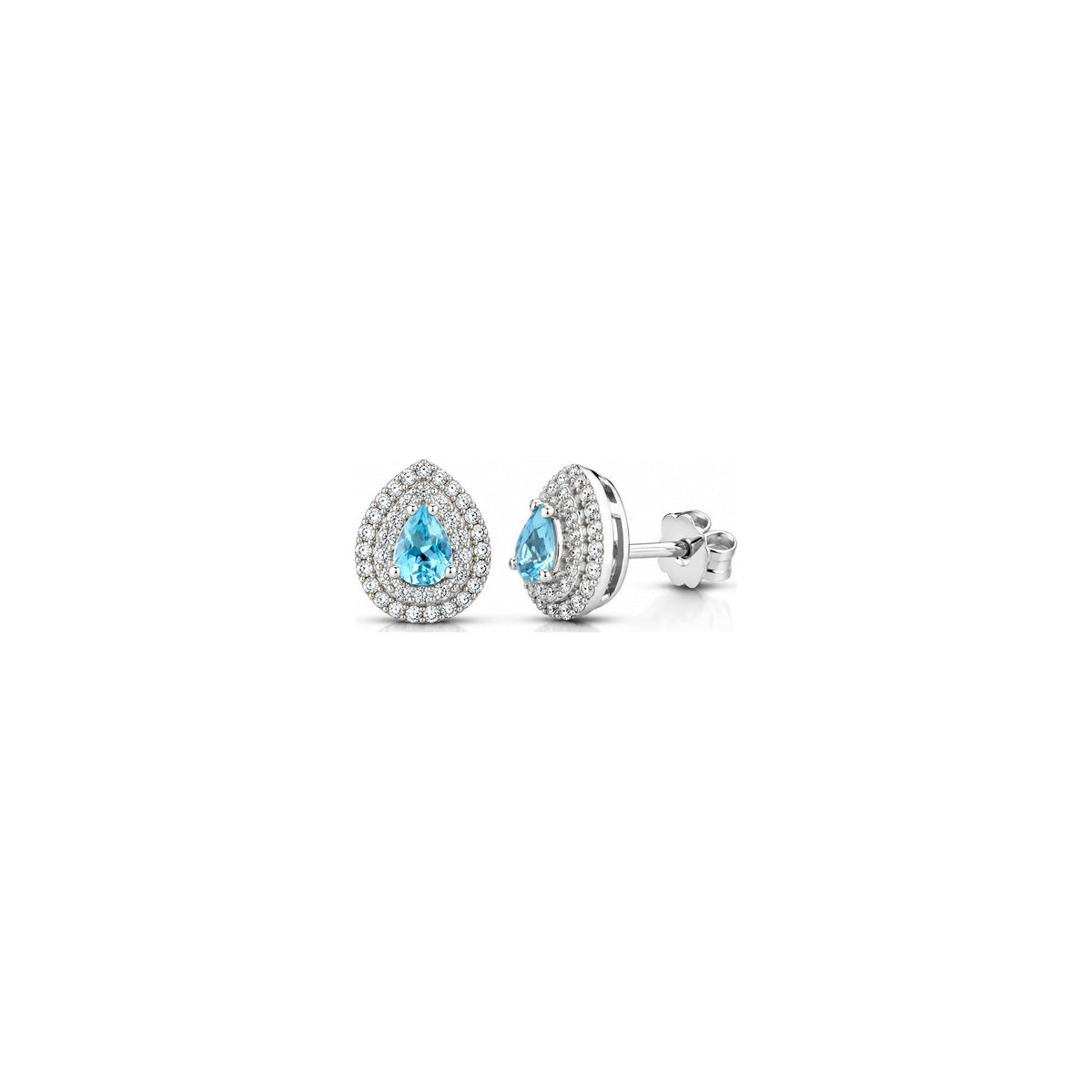 Orecchini Goccia con Diamanti Naturali e Acquamarina in Oro Bianco 18kt
