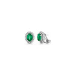 Orecchini Ovale con Diamanti Naturali e Smeraldo in Oro Bianco 18kt