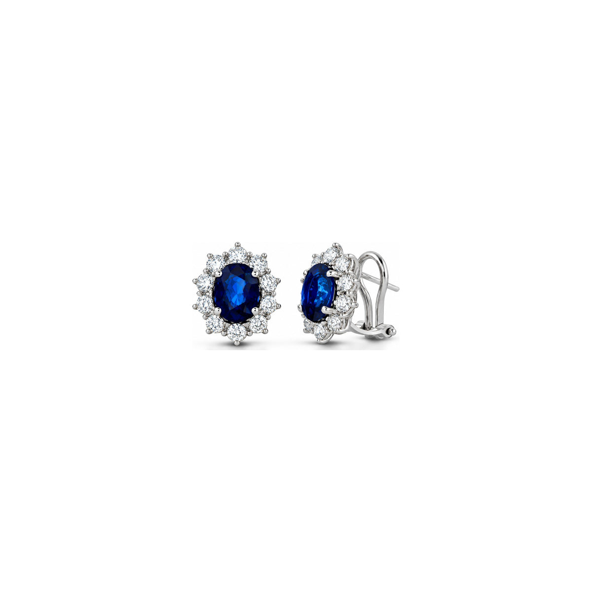 Orecchini con Diamanti Naturali e Zaffiro in Oro Bianco 18kt