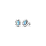 Orecchini con Diamanti Naturali e Acquamarina in Oro Bianco 18kt