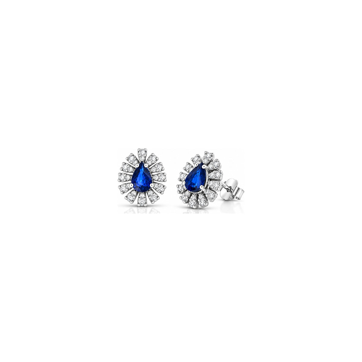 Orecchini con Diamanti Naturali e Zaffiro e Acquamarina in Oro Bianco 18kt