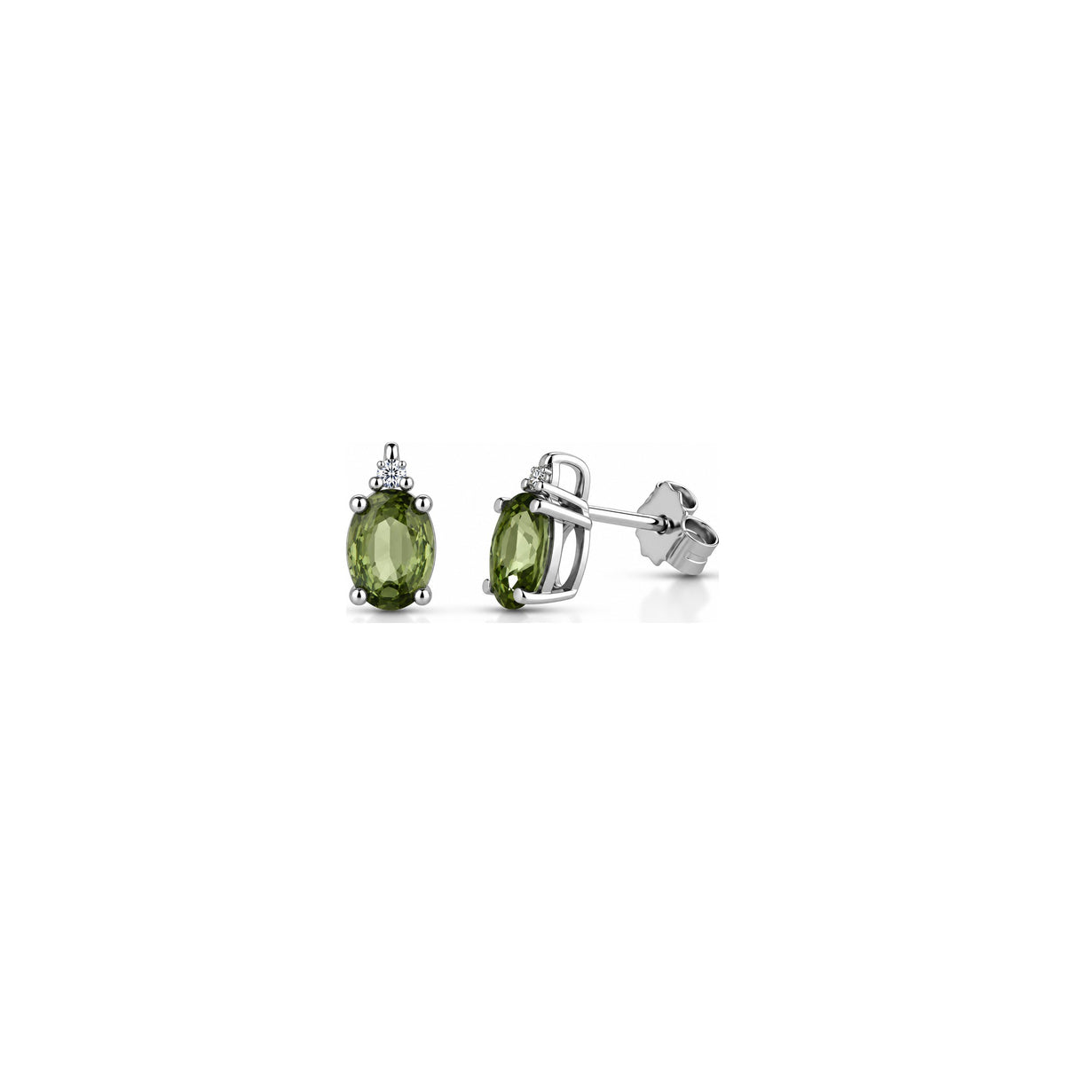 Orecchini con Diamanti Naturali e Zaffiro in Oro Bianco 18kt
