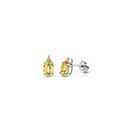 Orecchini con Diamanti Naturali e Zaffiro in Oro Bianco 18kt