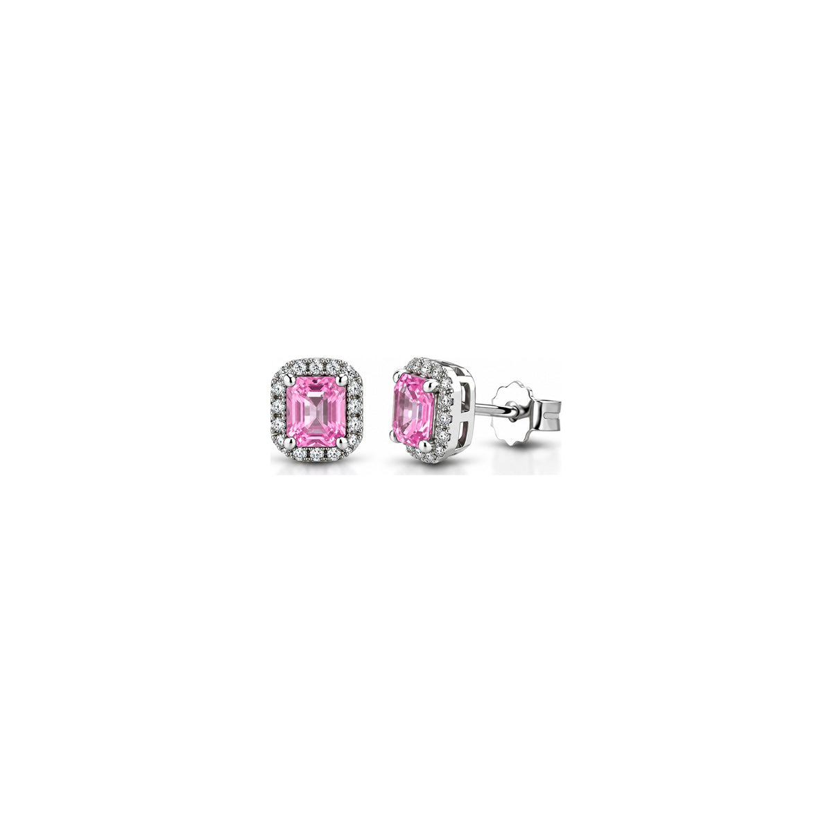 Orecchini con Diamanti Naturali e Zaffiro in Oro Bianco 18kt