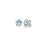 Orecchini Halo Ovale con Diamanti Naturali e Acquamarina in Oro Bianco 18kt