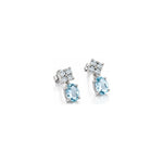 Orecchini con Diamanti Naturali e Acquamarina in Oro Bianco 18kt
