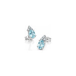 Orecchini Ovale con Diamanti Naturali e Acquamarina in Oro Bianco 18kt
