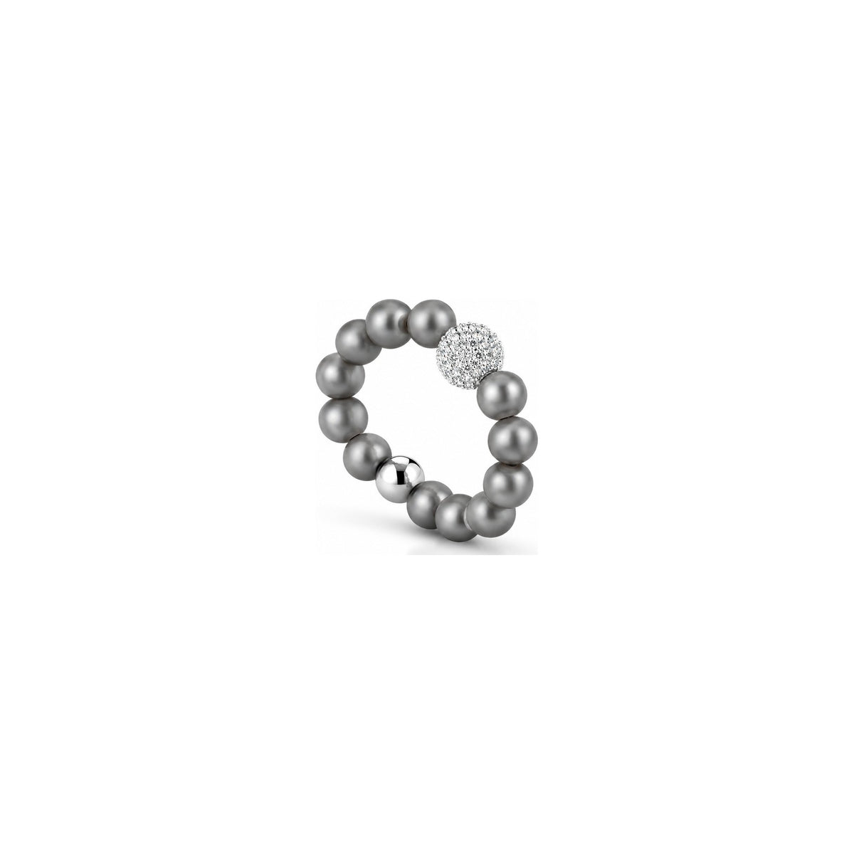 Anello di Perle Grigie con Zirconi