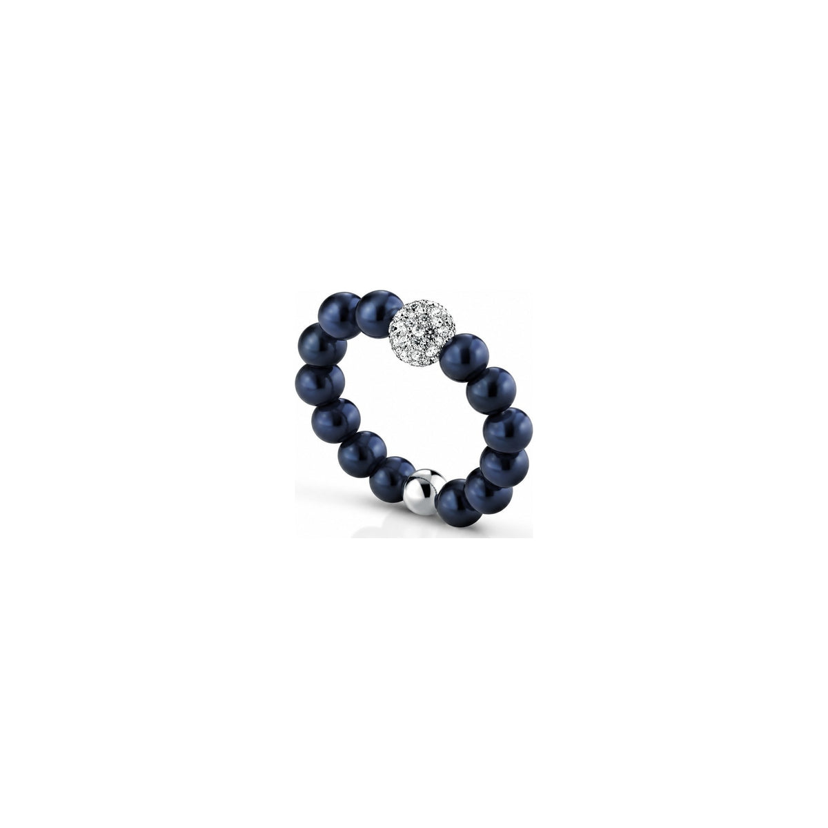Anello di Perle Nere con Sfera Pavé di Zirconi