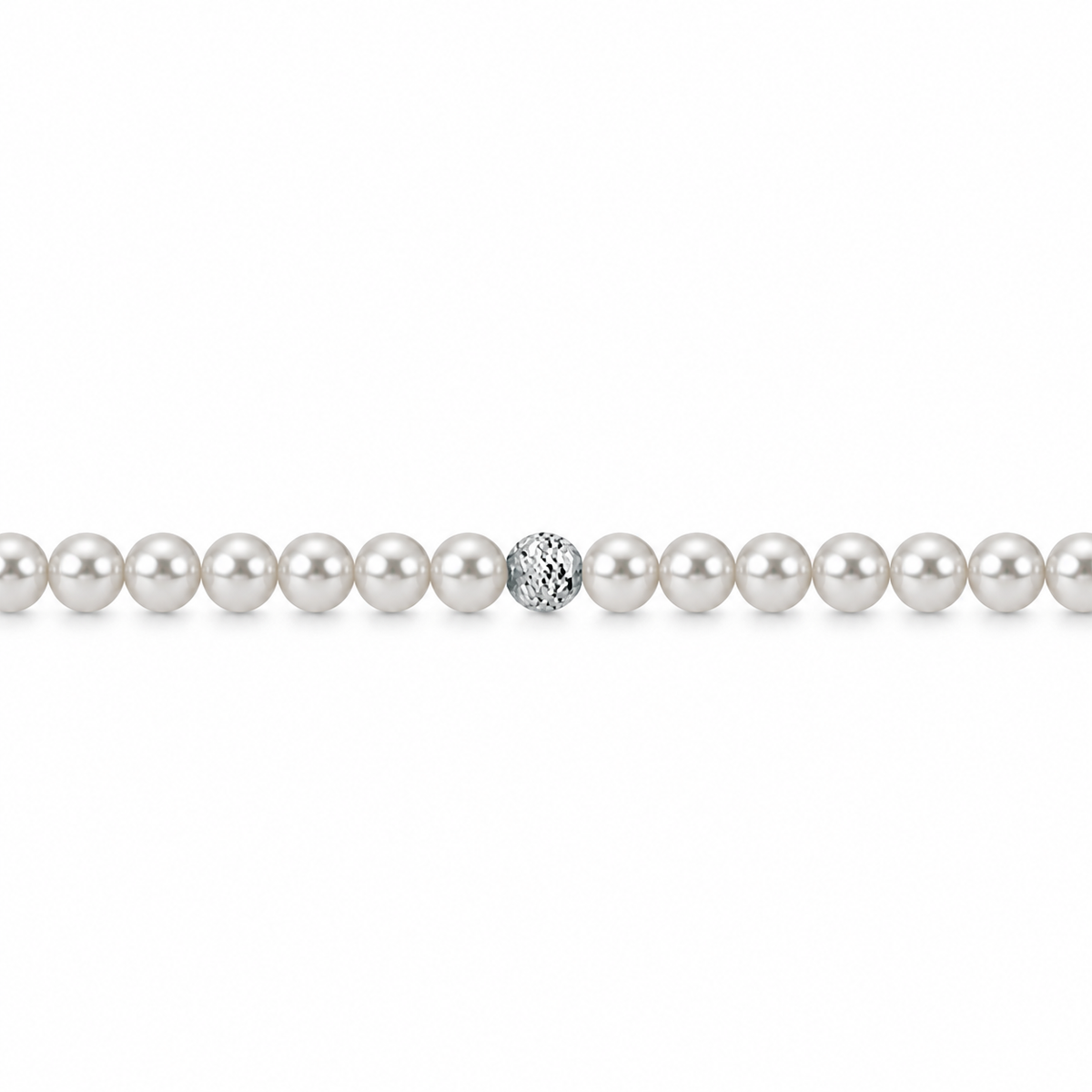 Collana di Perle con Sfere Sfaccettate in Oro Bianco 18kt