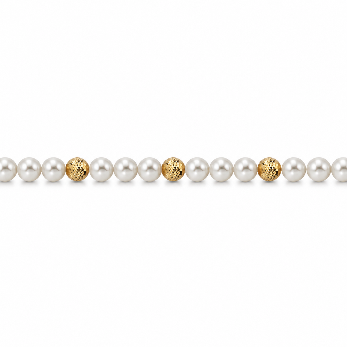 Collana di Perle con Sfere Sfaccettate in Oro Giallo 18kt