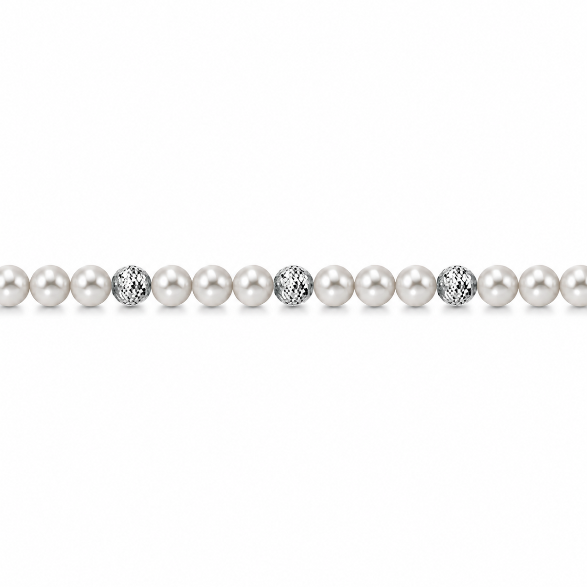 Collana di Perle con Sfere Sfaccettate in Oro Bianco 18kt