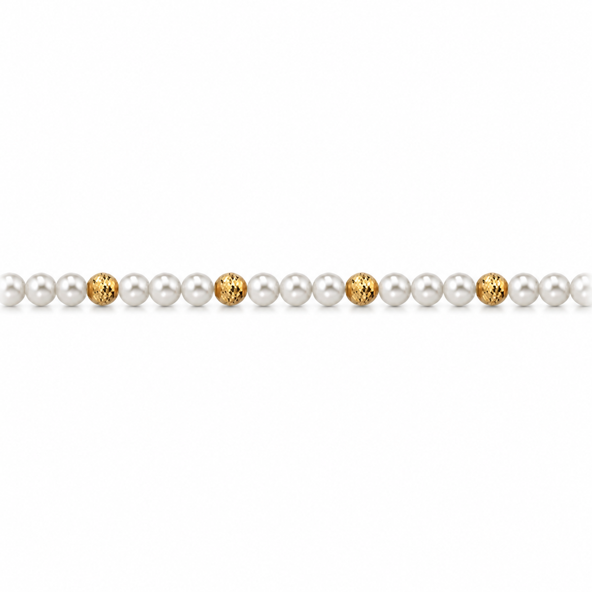 Collana di Perle con Sfere Sfaccettate in Oro Giallo 18kt