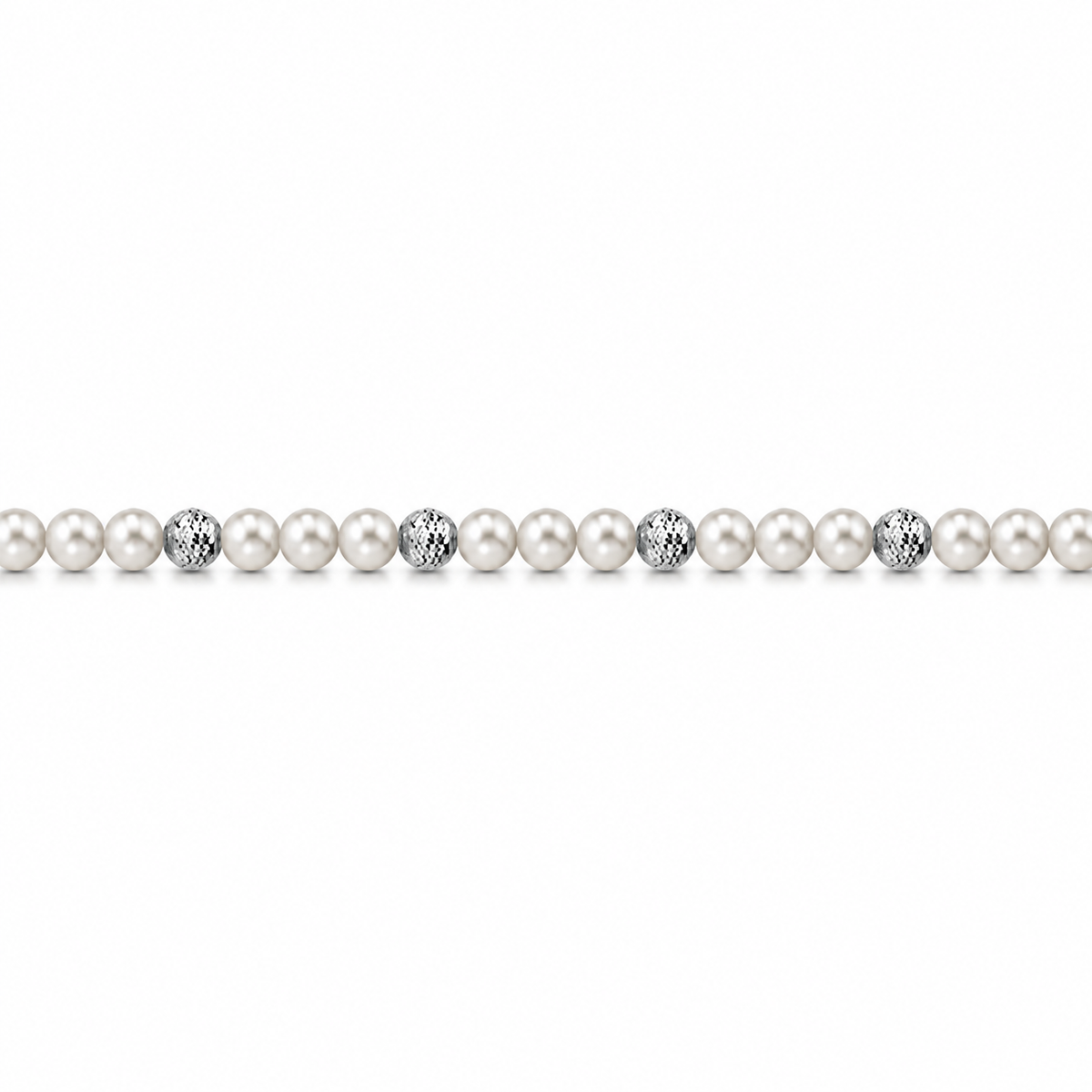 Collana di Perle con Sfere Sfaccettate in Oro Bianco 18kt