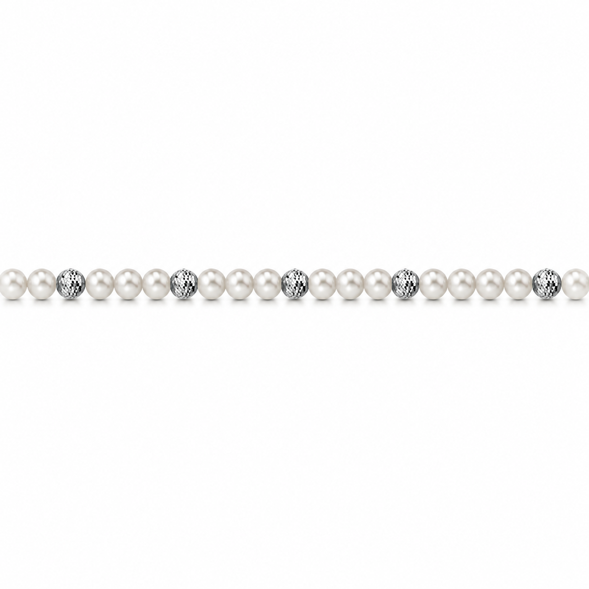 Collana di Perle con Sfere Sfaccettate in Oro Bianco 18kt