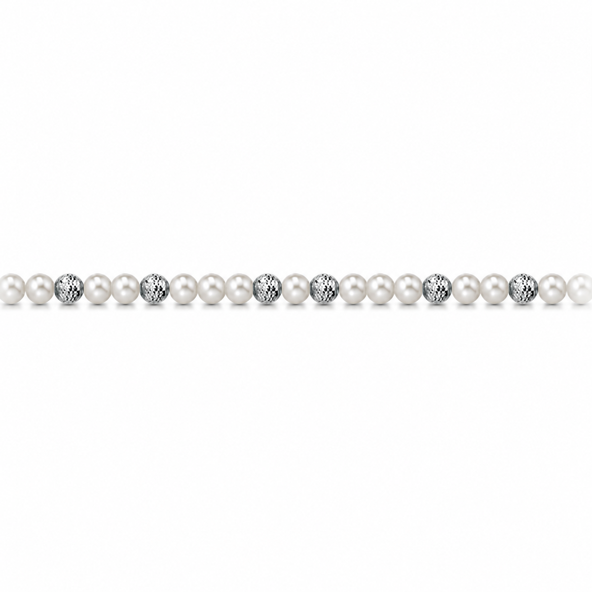 Collana di Perle con Sfere Sfaccettate in Oro Bianco 18kt