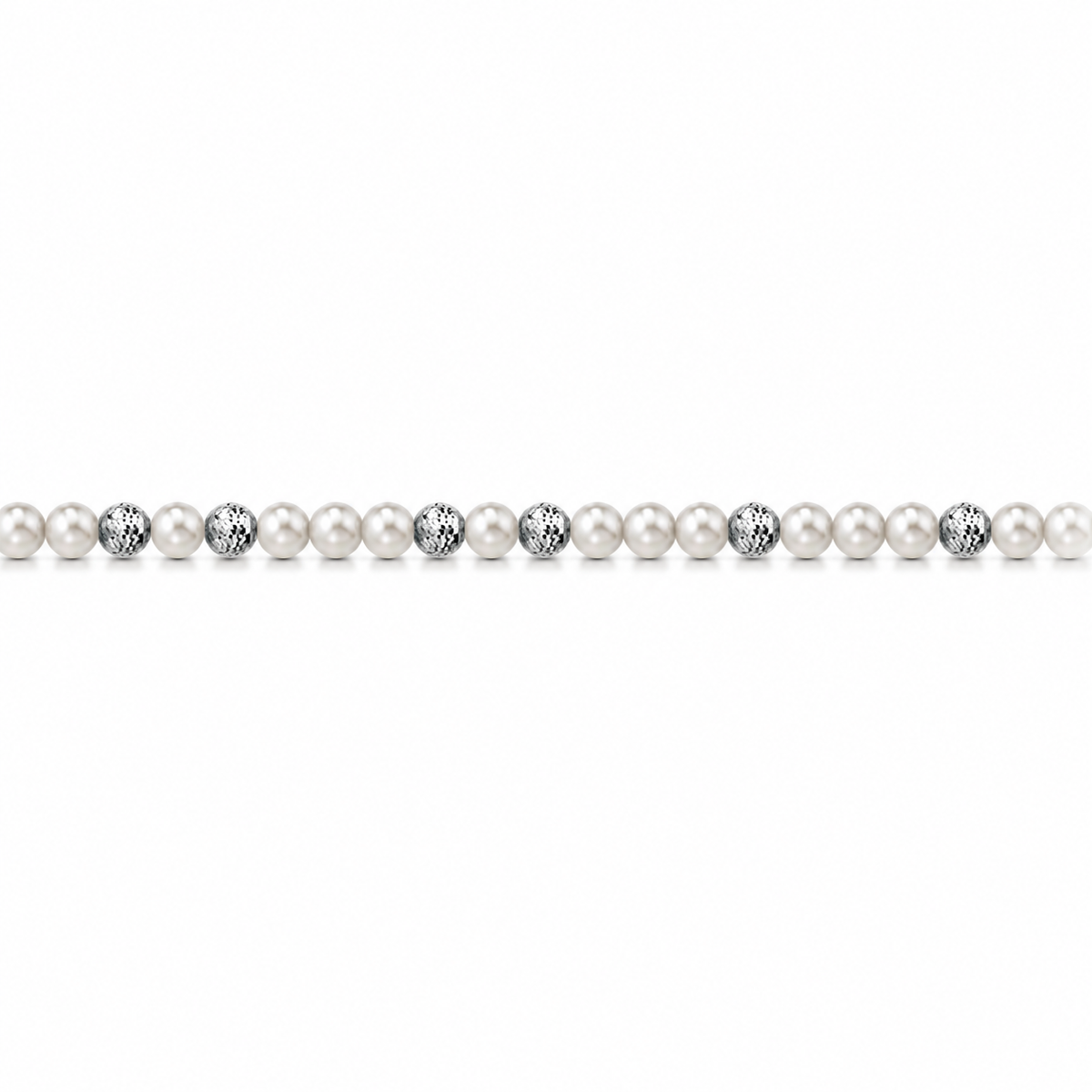 Collana di Perle con Sfere Sfaccettate in Oro Bianco 18kt