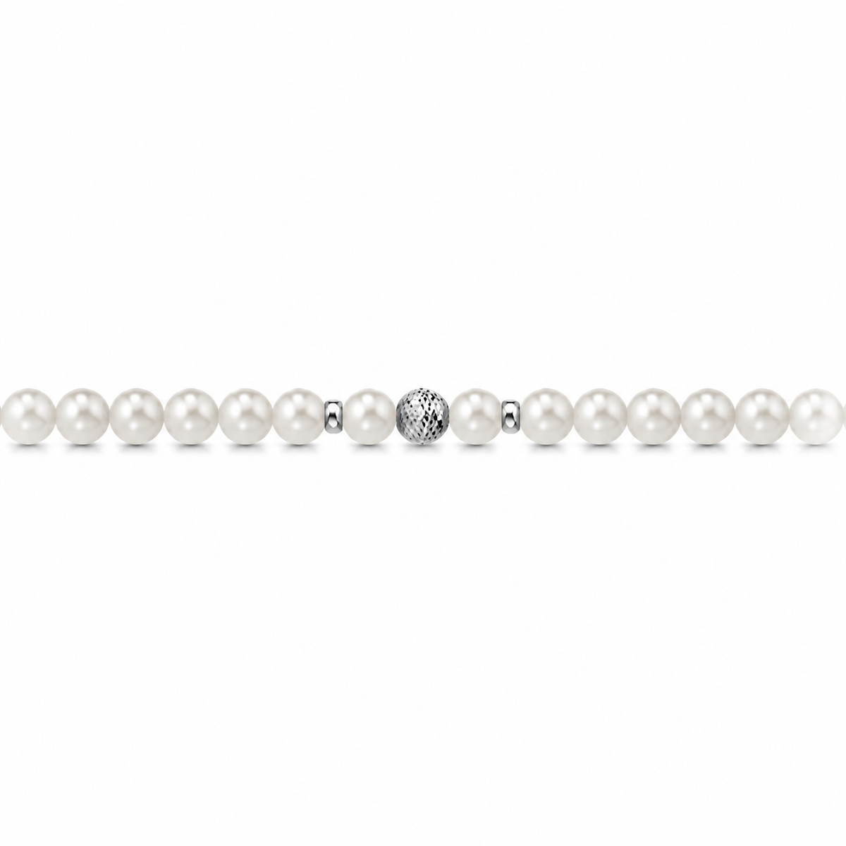 Collana di Perle con Micro Sfere Sfaccettate in Oro Bianco 18kt
