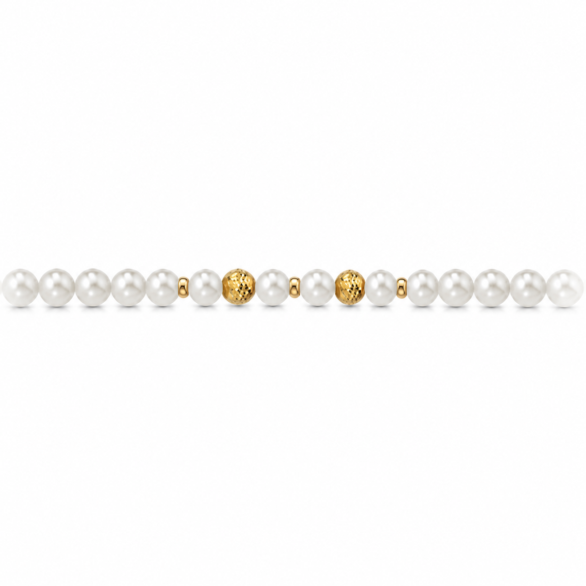Collana di Perle con Micro Sfere Sfaccettate in Oro Giallo 18kt