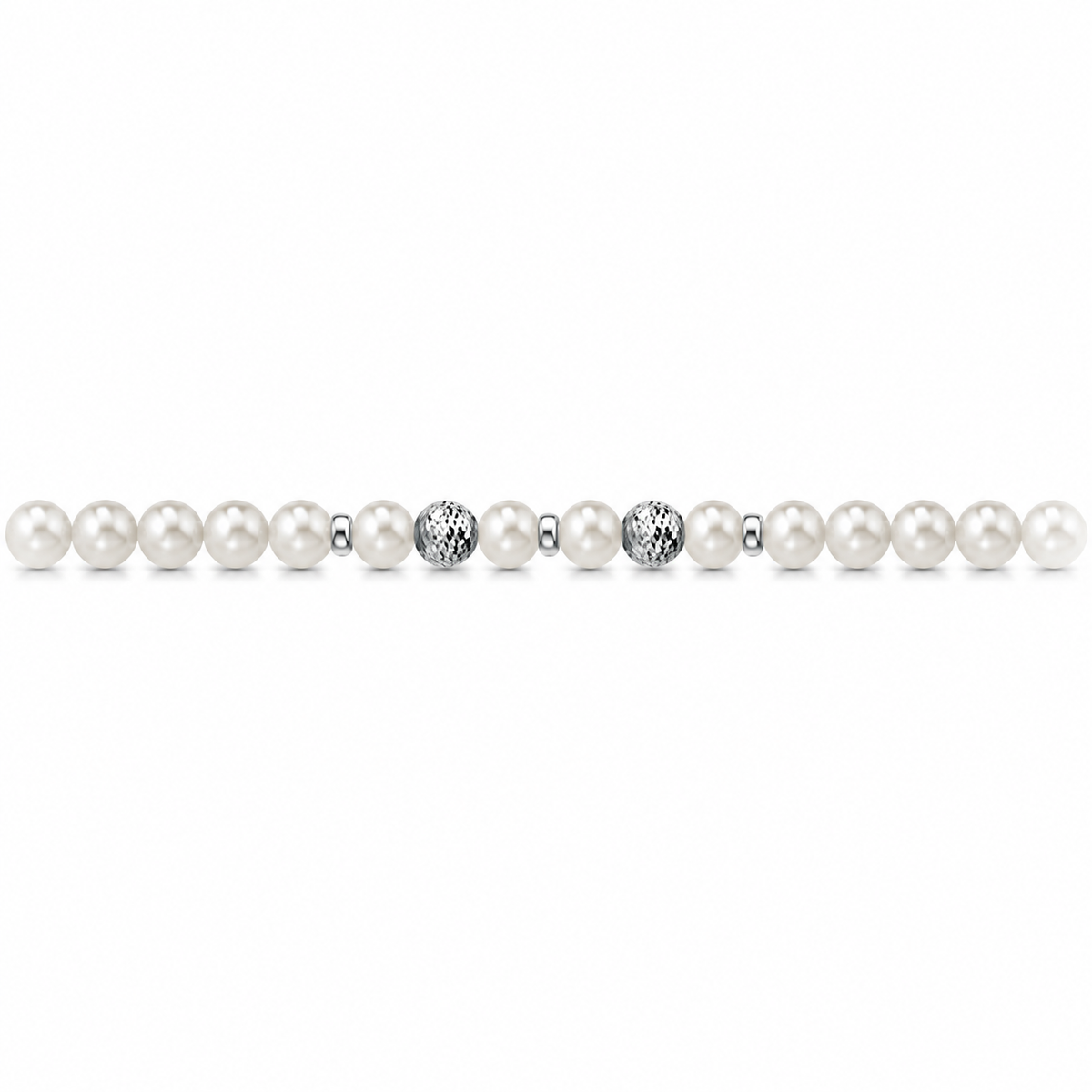Collana di Perle con Micro Sfere Sfaccettate in Oro Bianco 18kt