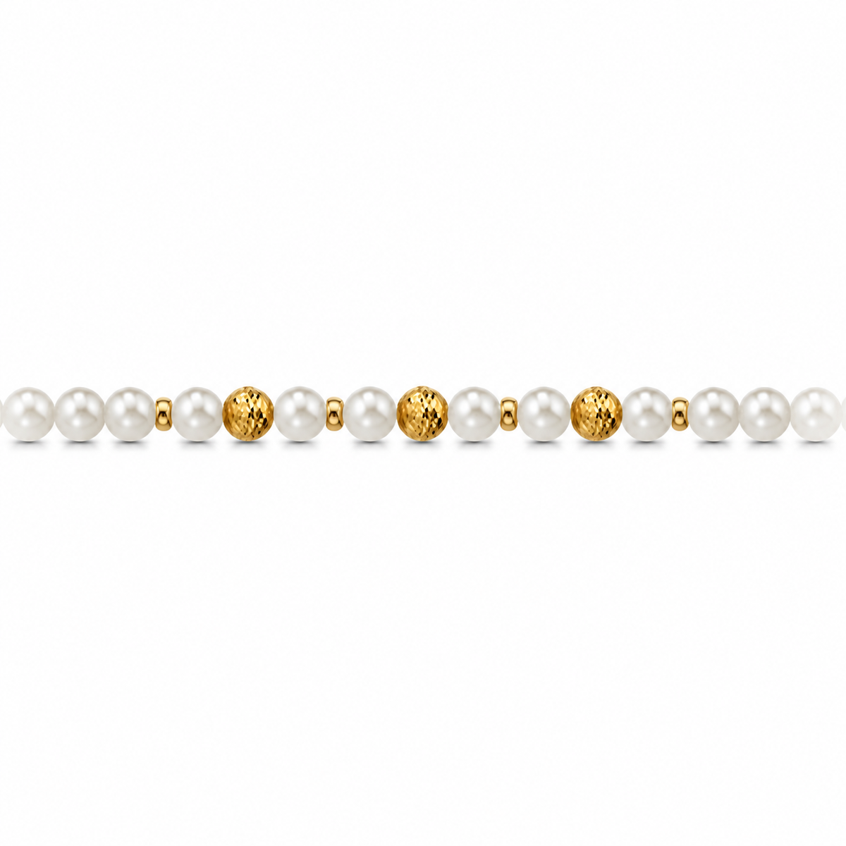 Collana di Perle con Micro Sfere Sfaccettate in Oro Giallo 18kt