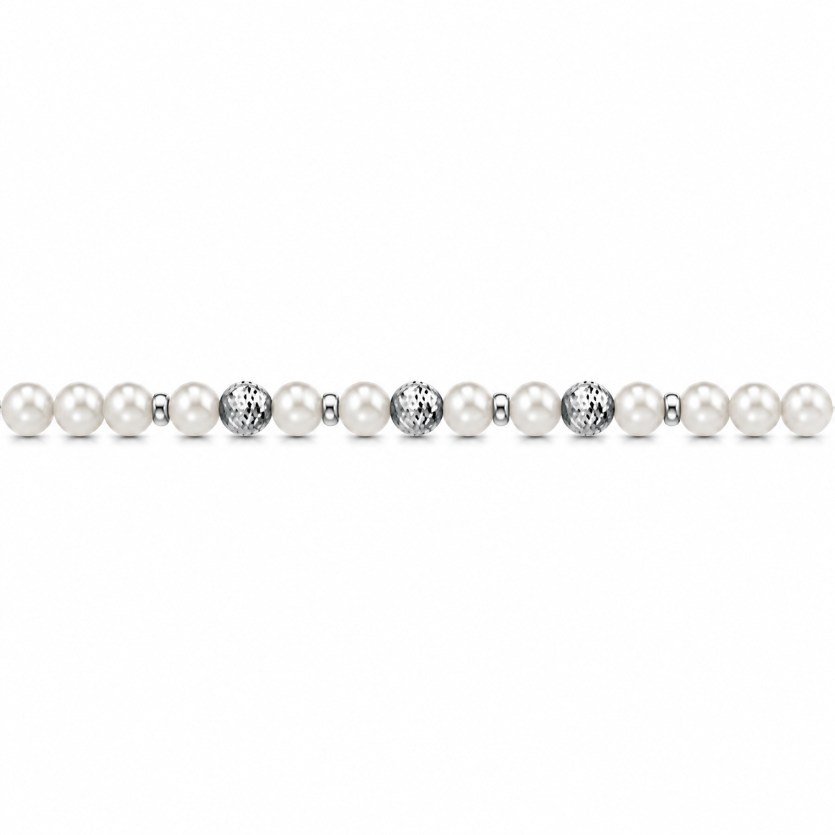 Collana di Perle con Micro Sfere Sfaccettate in Oro Bianco 18kt