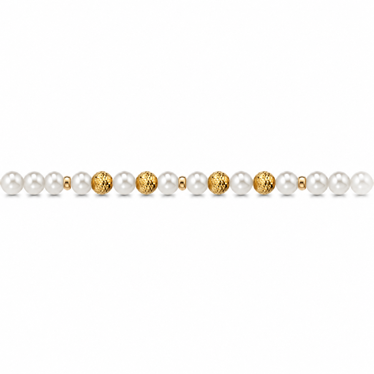 Collana di Perle con Micro Sfere Sfaccettate in Oro Giallo 18kt