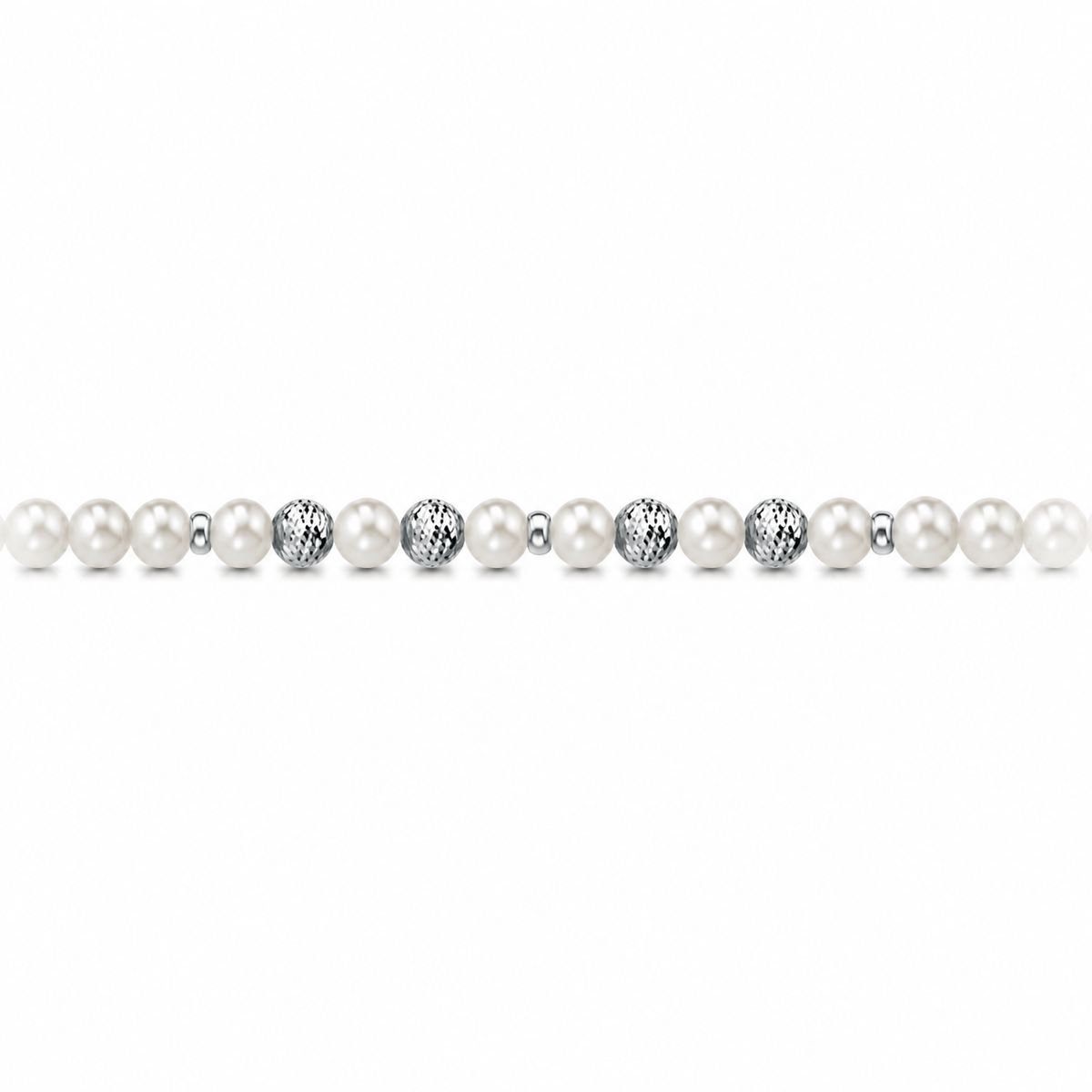 Collana di Perle con Micro Sfere Sfaccettate in Oro Bianco 18kt
