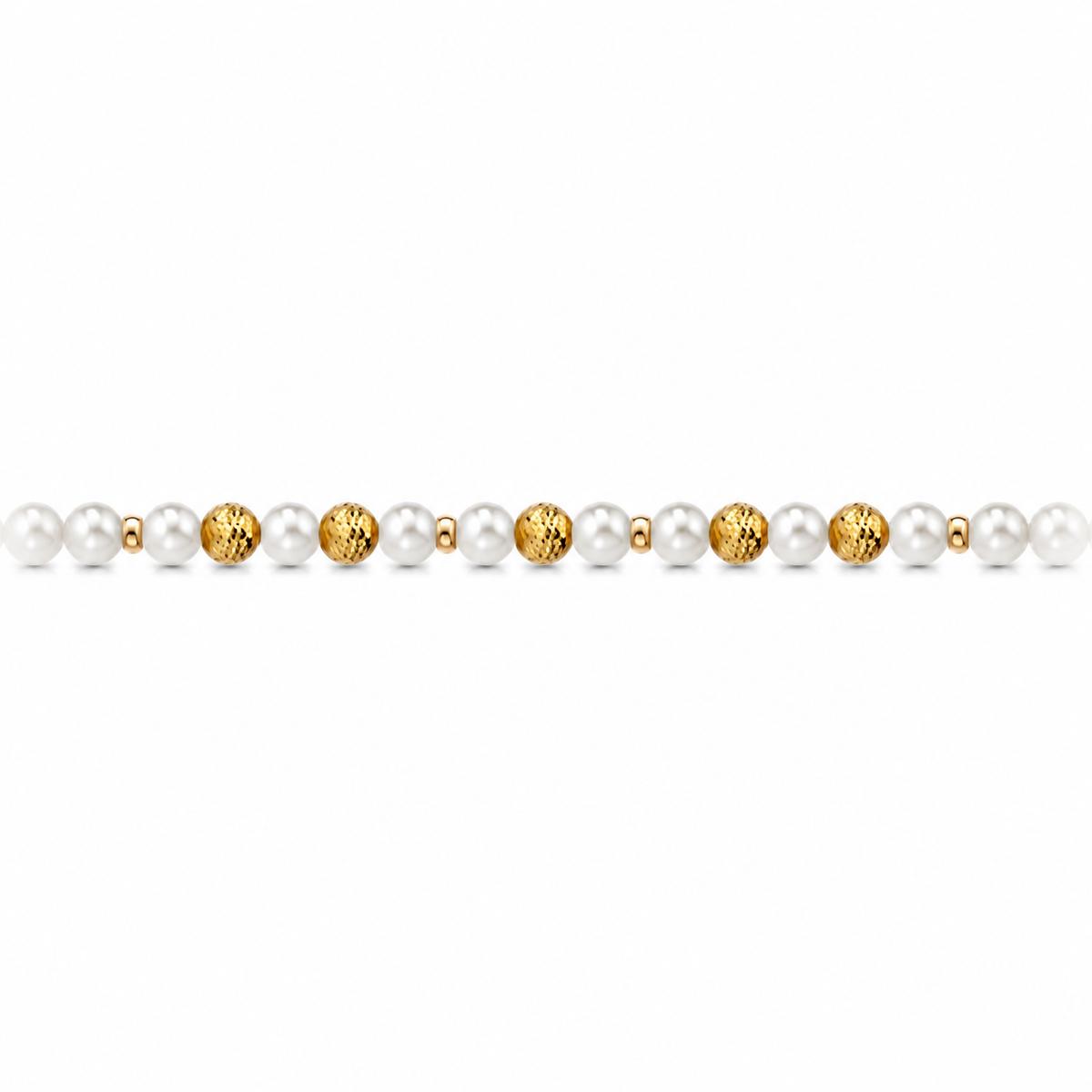 Collana di Perle con Micro Sfere Sfaccettate in Oro Giallo 18kt
