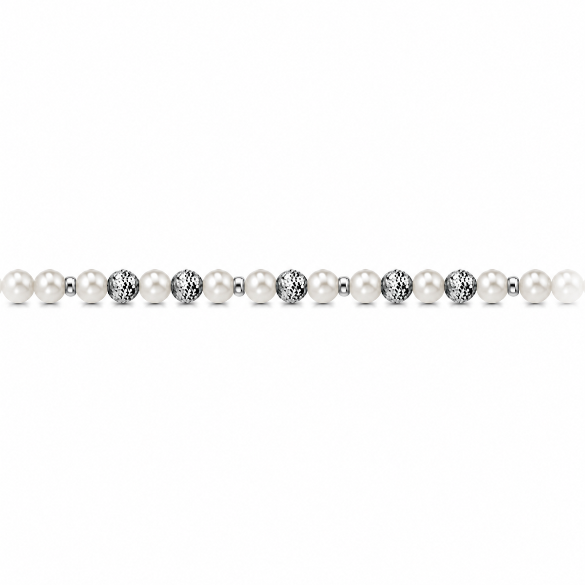 Collana di Perle con Micro Sfere Sfaccettate in Oro Bianco 18kt
