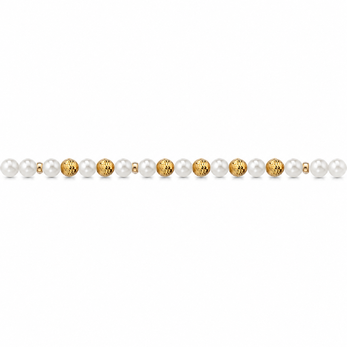Collana di Perle con Micro Sfere Sfaccettate in Oro Giallo 18kt