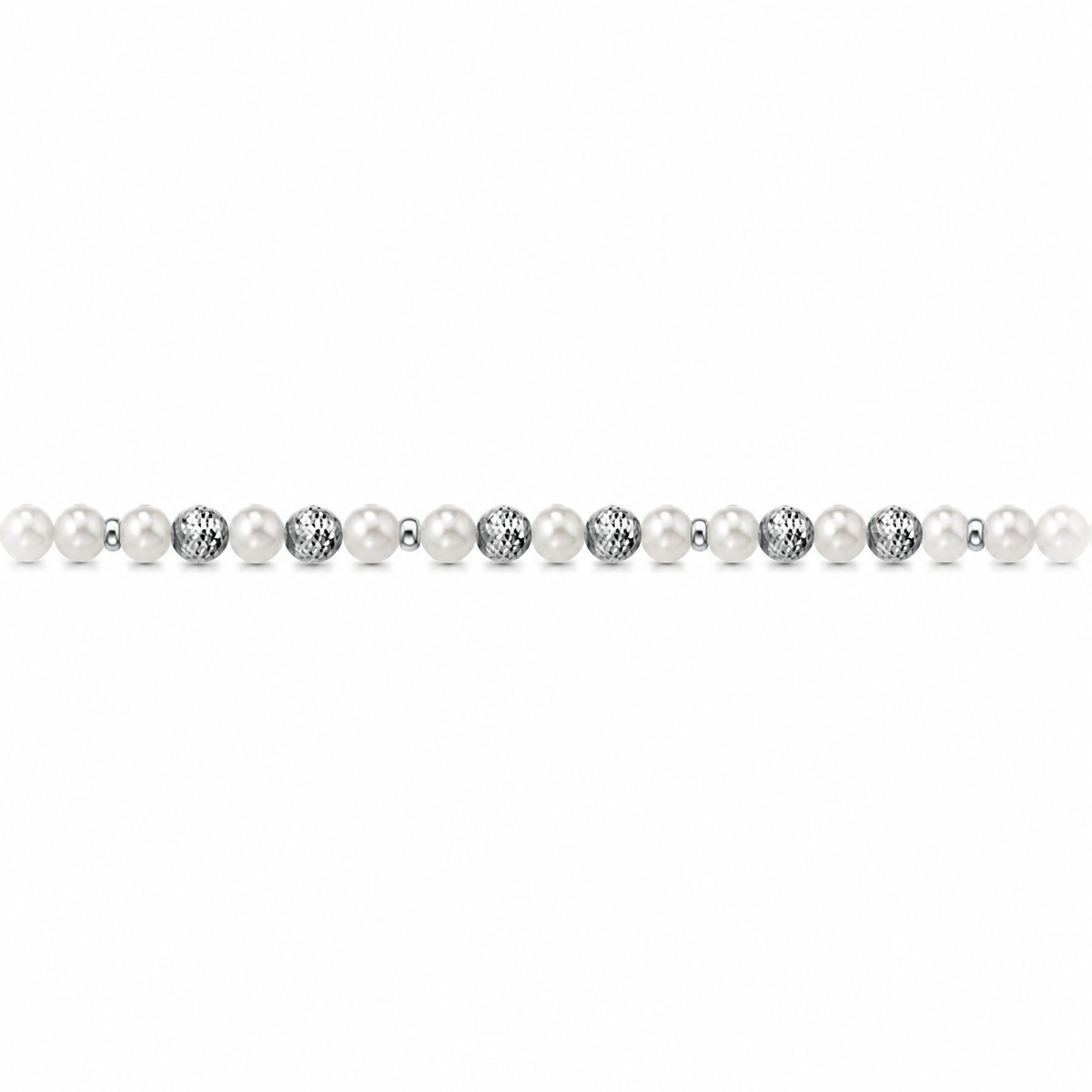 Collana di Perle con Micro Sfere Sfaccettate in Oro Bianco 18kt