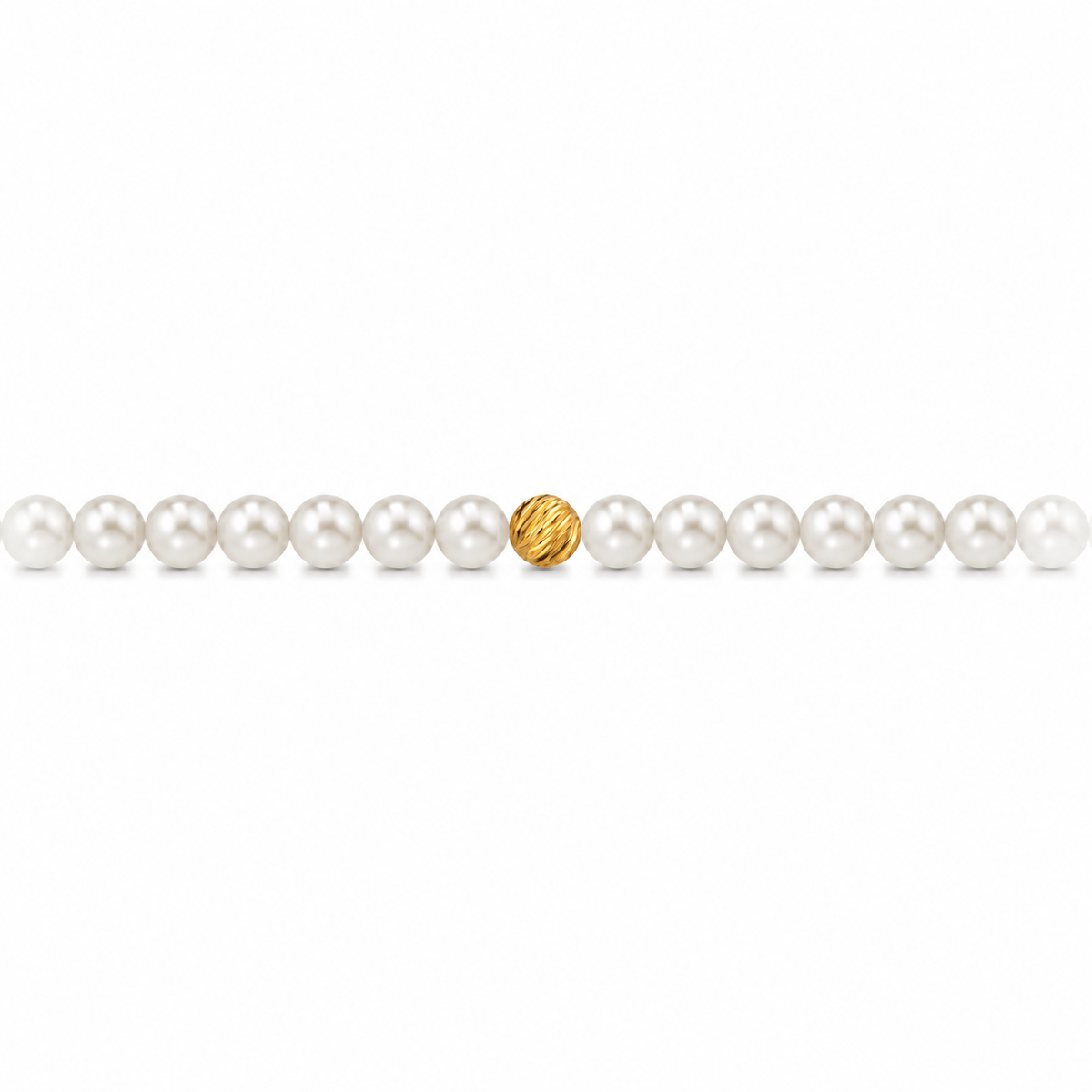 Collana di Perle con Sfere Rigate in Oro Giallo 18kt