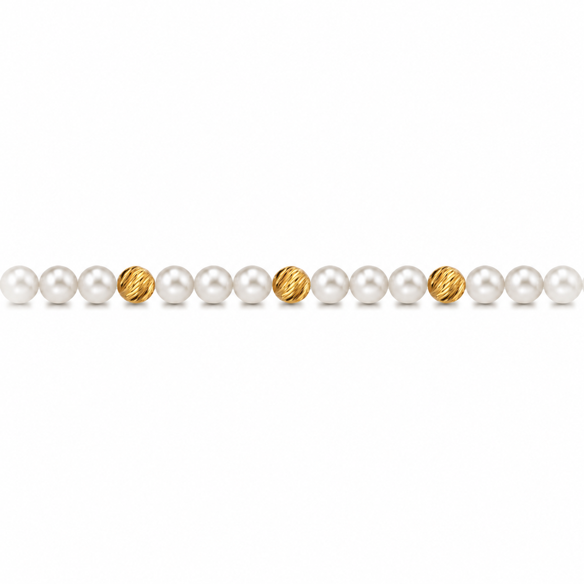 Collana di Perle con Sfere Rigate in Oro Giallo 18kt