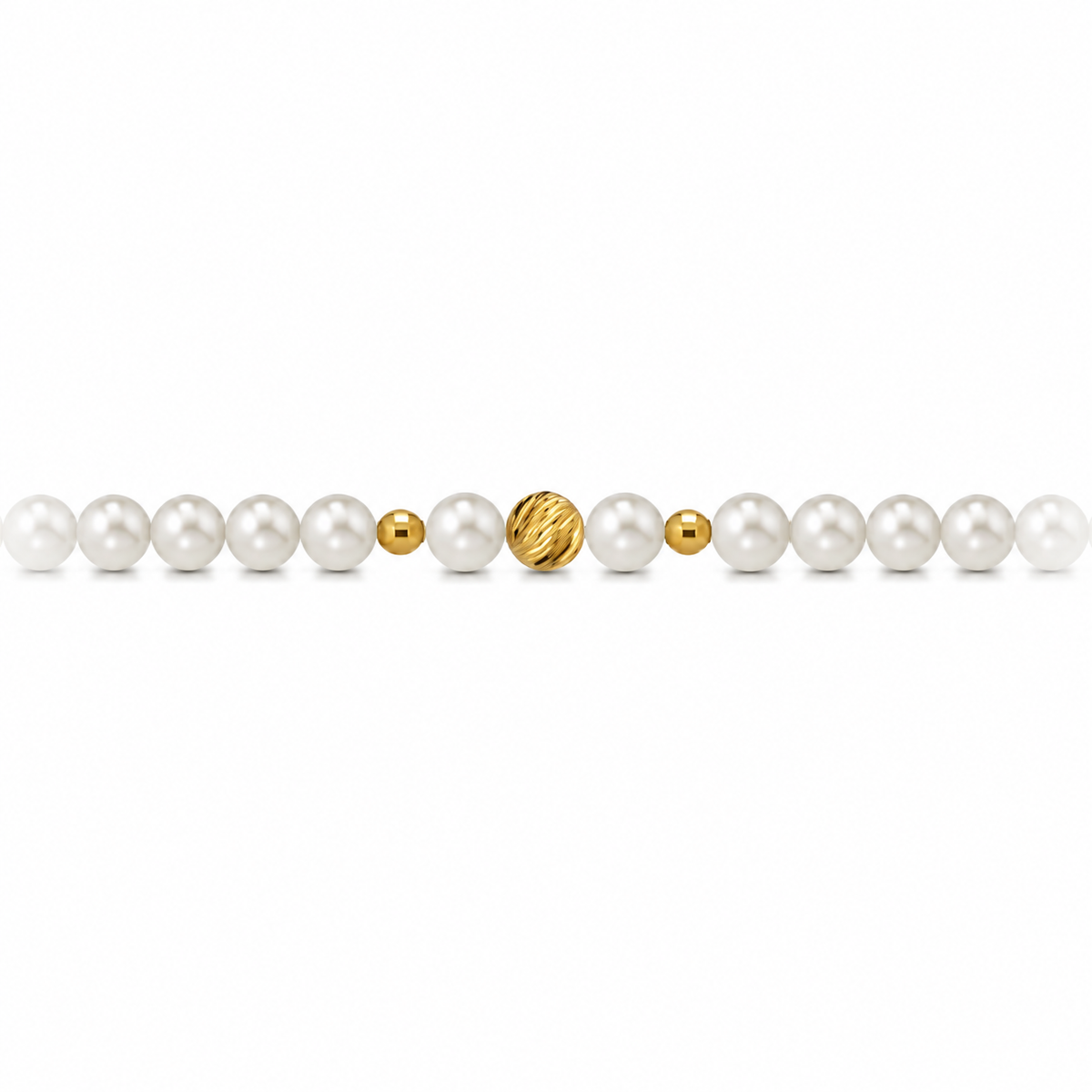 Collana di Perle con Sfere Rigate in Oro Giallo 18kt