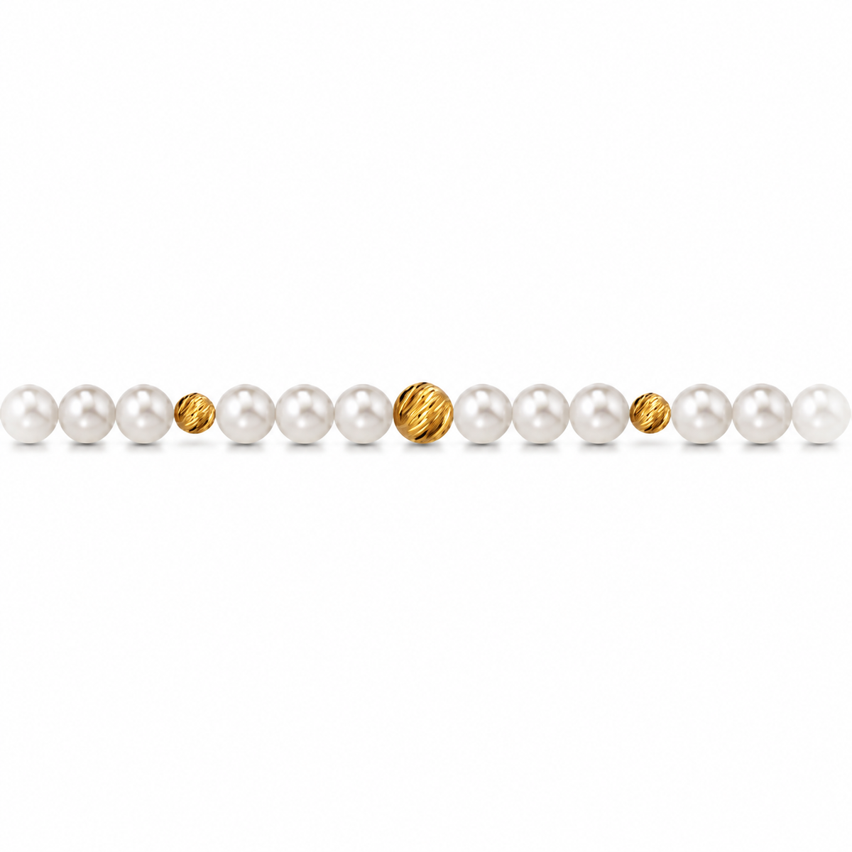 Collana di Perle con Sfere Rigate in Oro Giallo 18kt