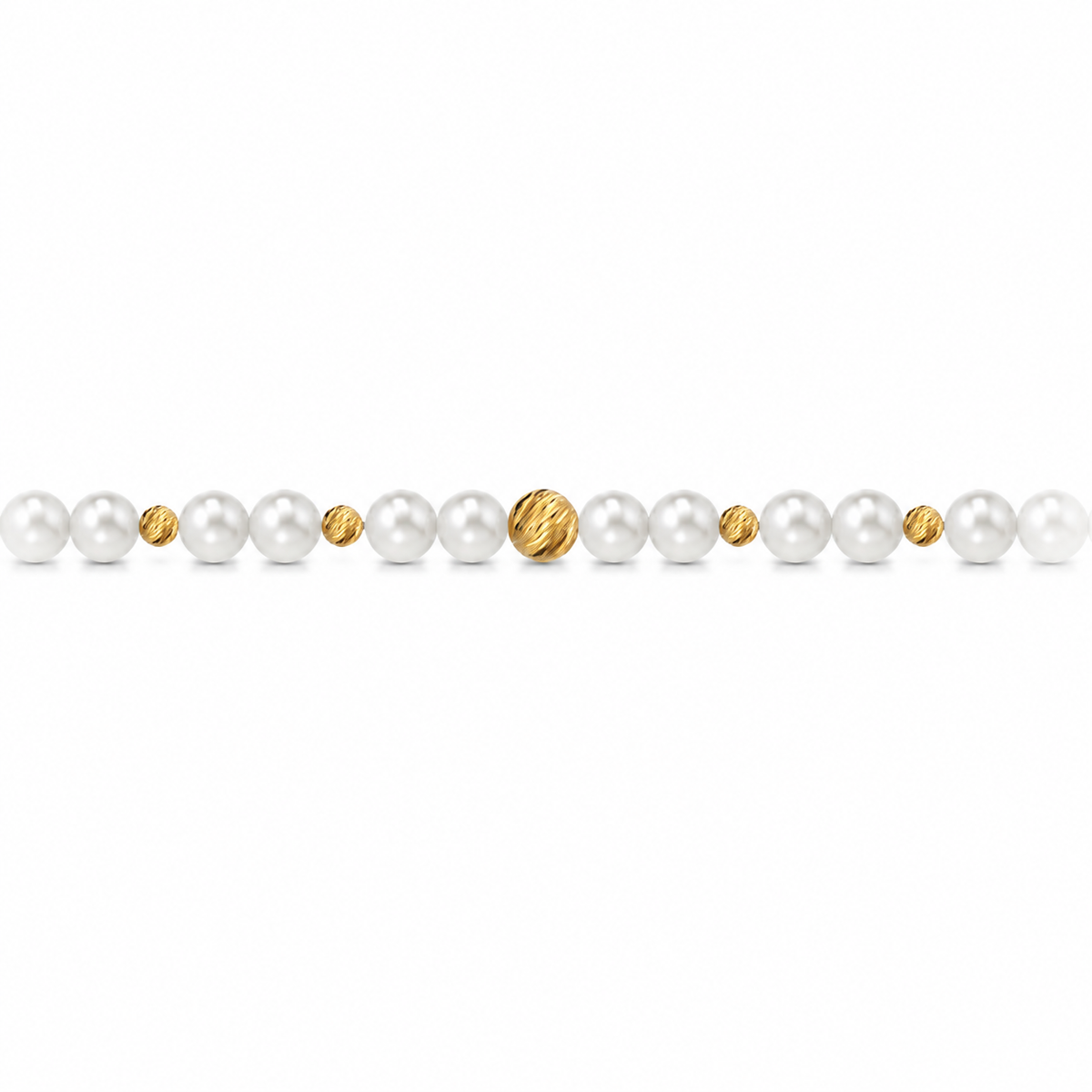 Collana di Perle con Sfere Rigate in Oro Giallo 18kt