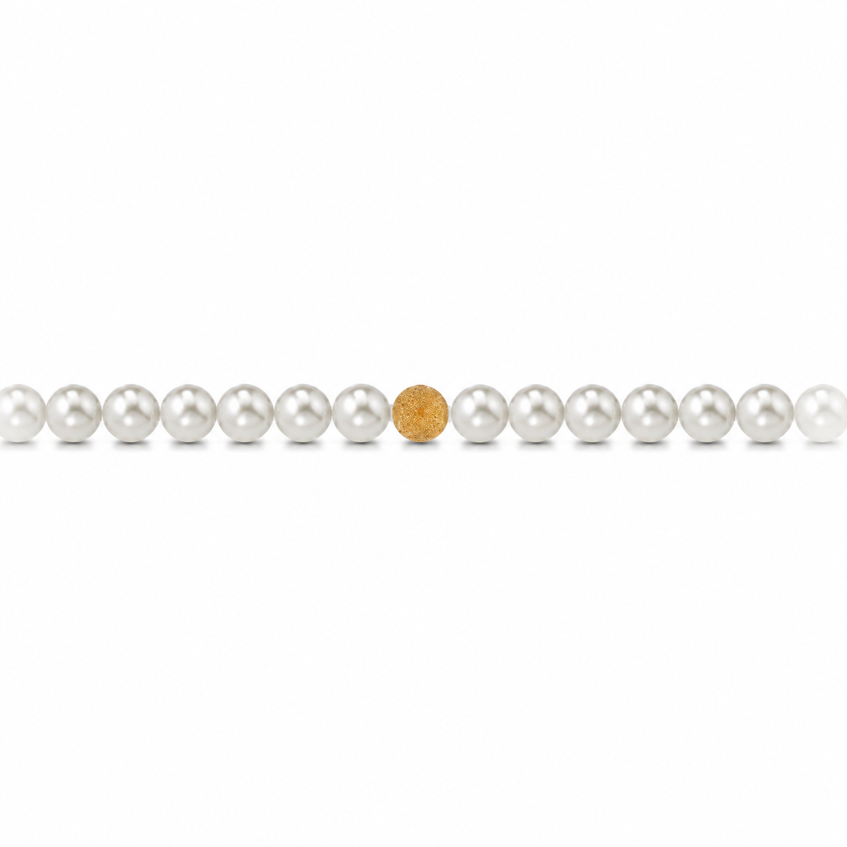 Collana di Perle con Sfere Satinate in Oro Giallo 18kt
