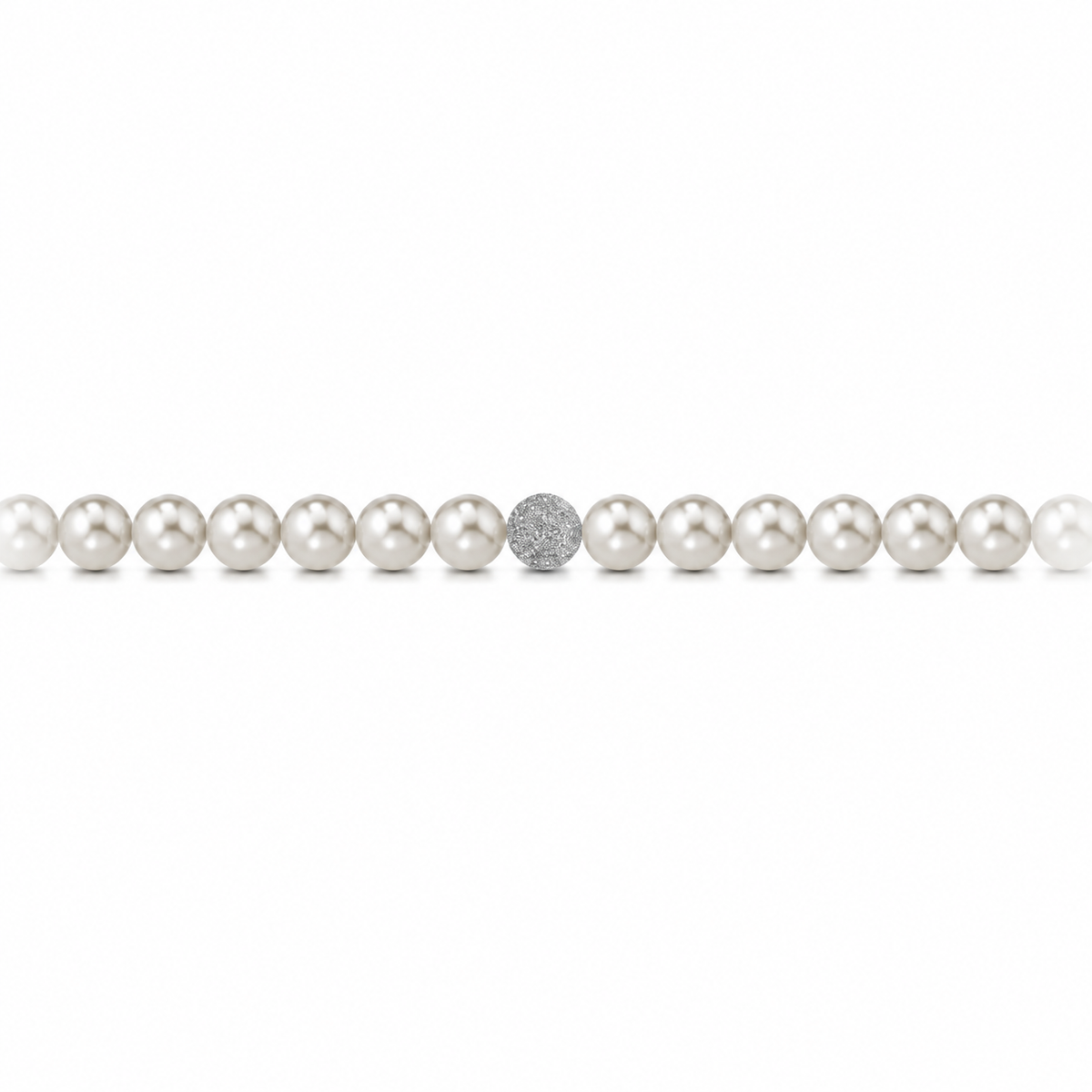 Collana di Perle con Sfere Satinate in Oro Bianco 18kt