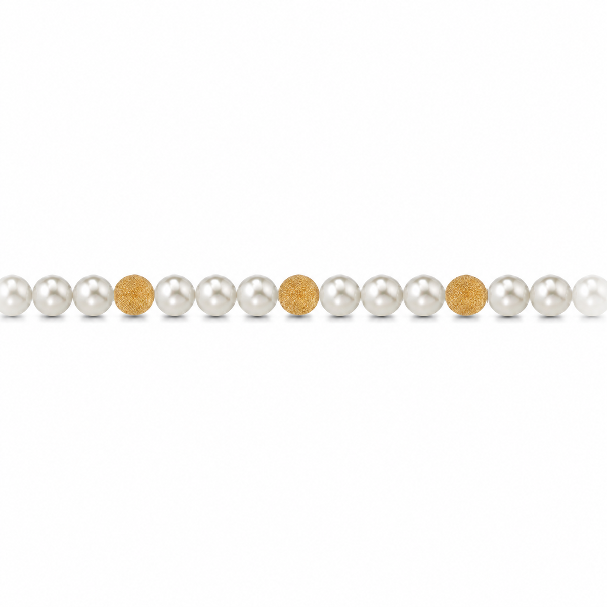 Collana di Perle con Sfere Satinate in Oro Giallo 18kt