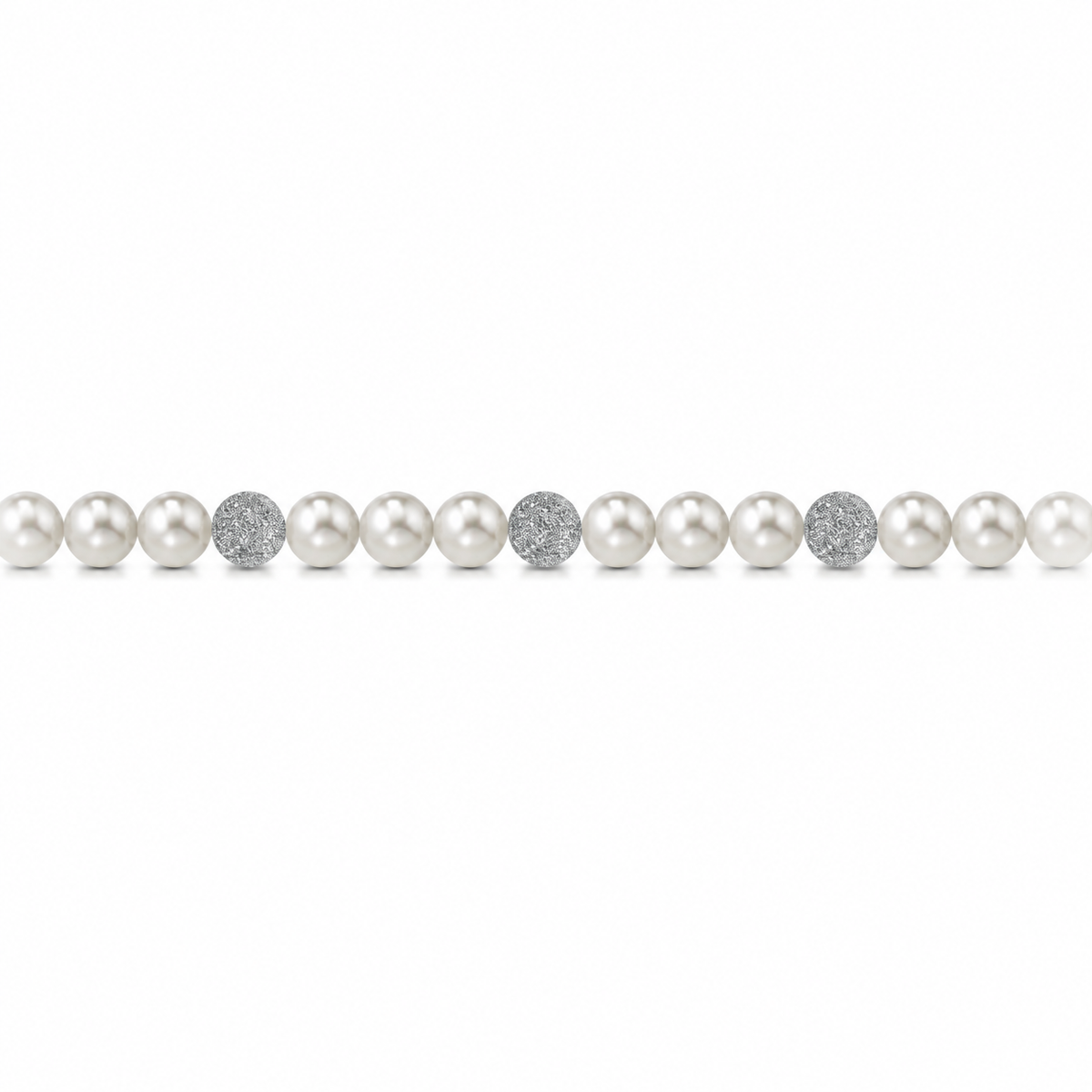 Collana di Perle con Sfere Satinate in Oro Bianco 18kt