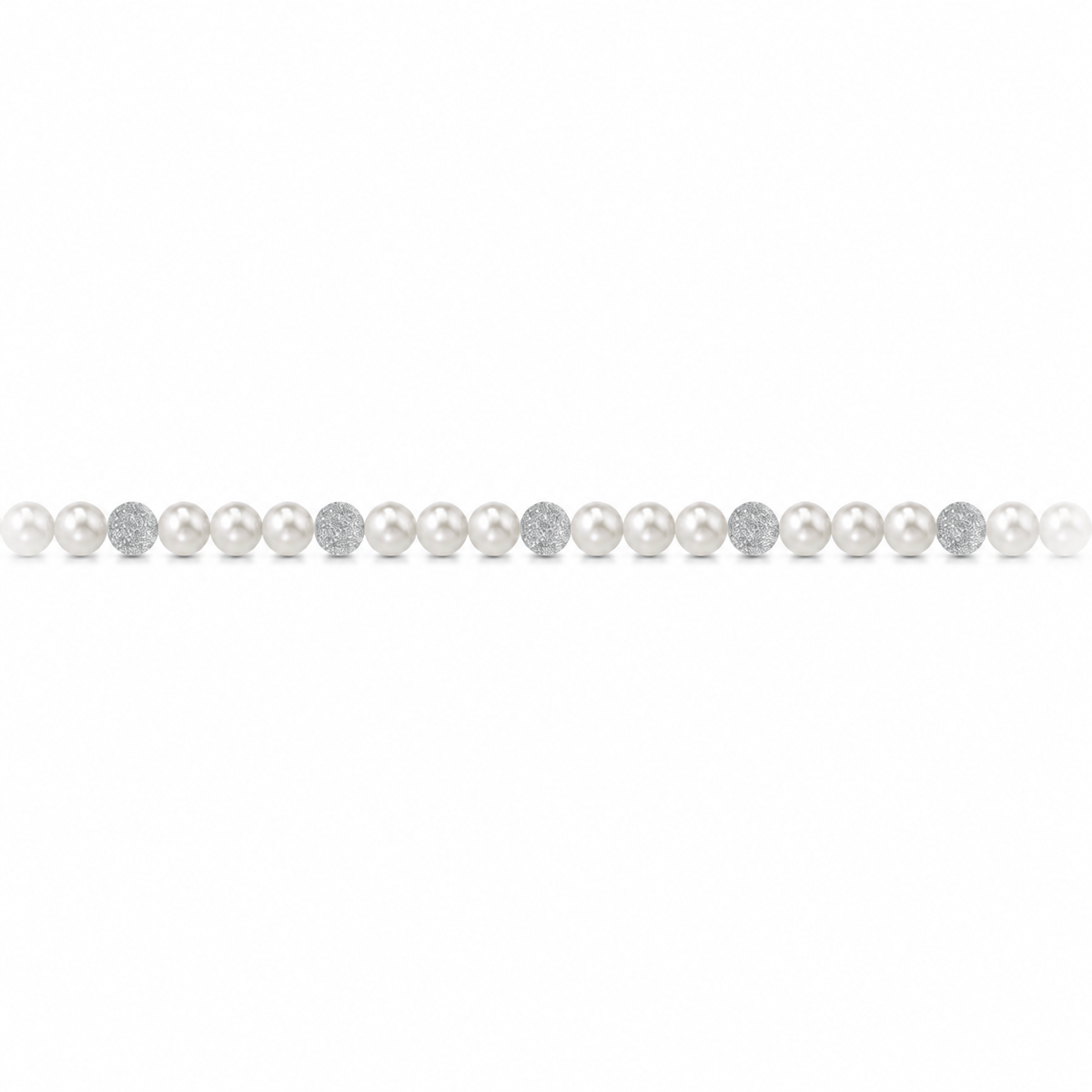 Collana di Perle con Sfere Satinate in Oro Bianco 18kt