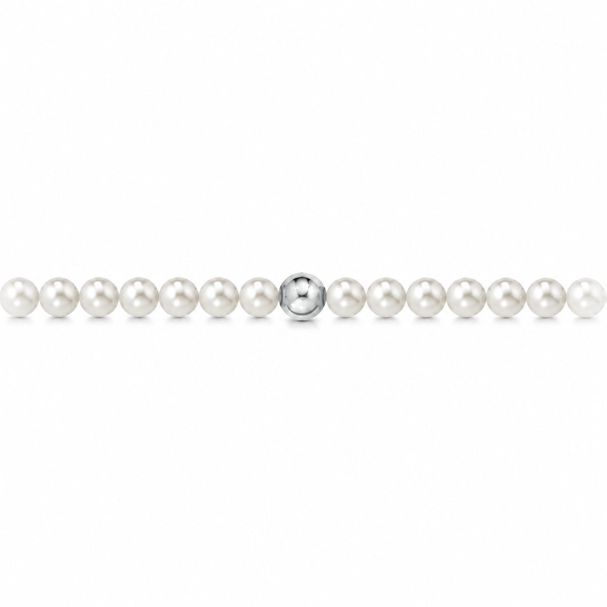 Collana di Perle con Sfere Lucide in Oro Bianco 18kt
