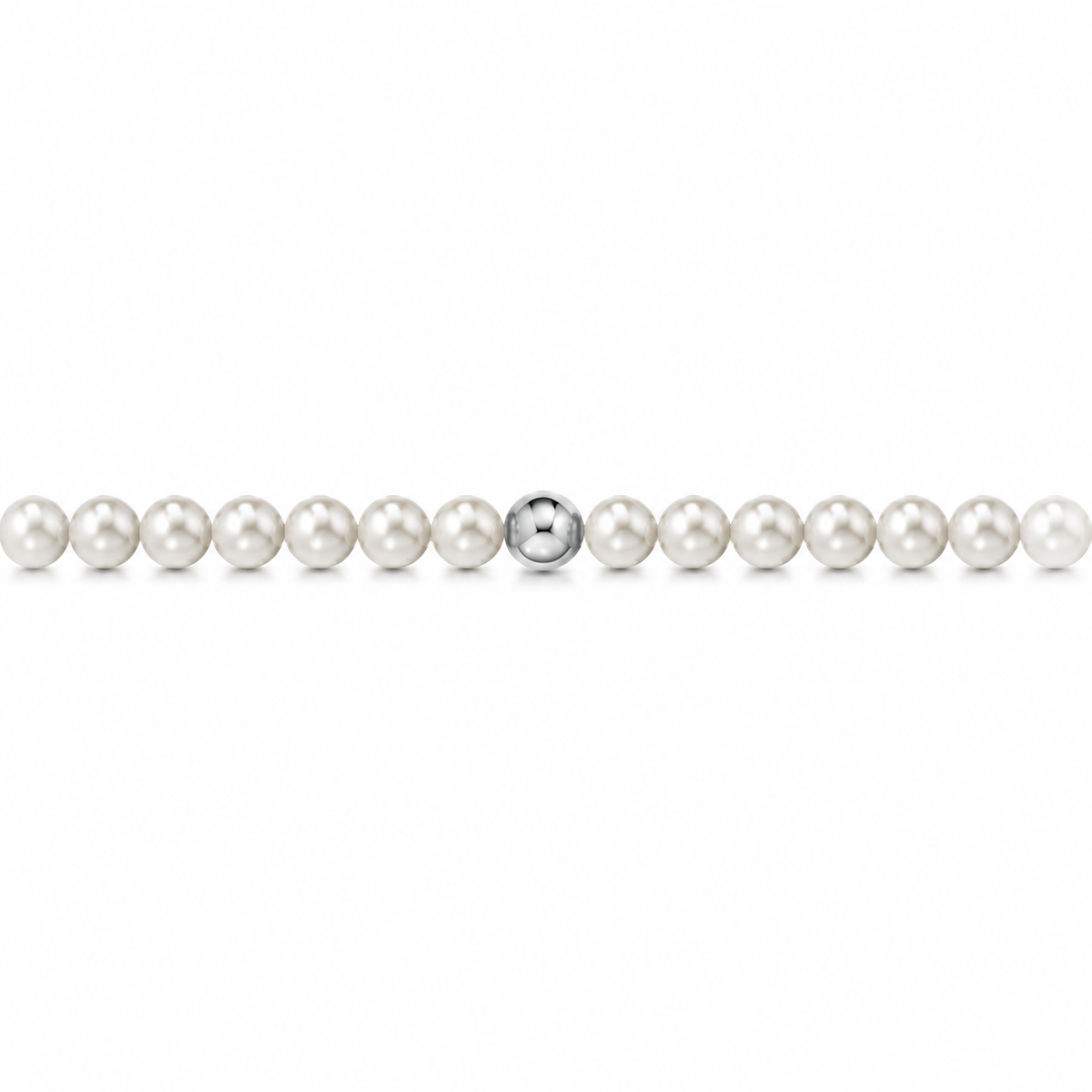 Collana di Perle con Sfere Lucide in Oro Bianco 18kt
