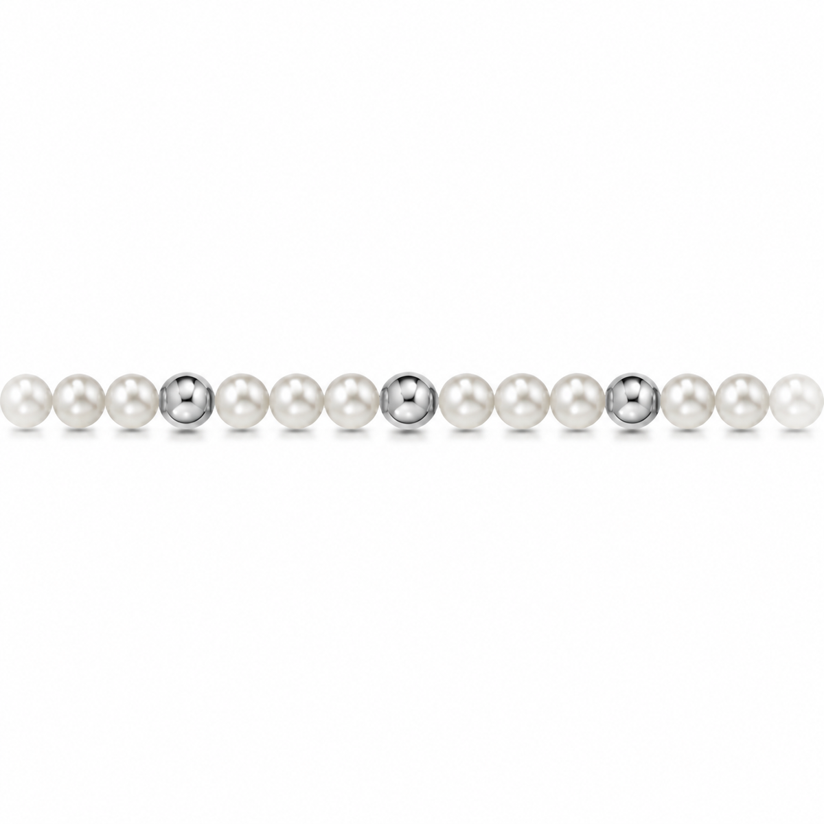 Collana di Perle con Sfere Lucide in Oro Bianco 18kt
