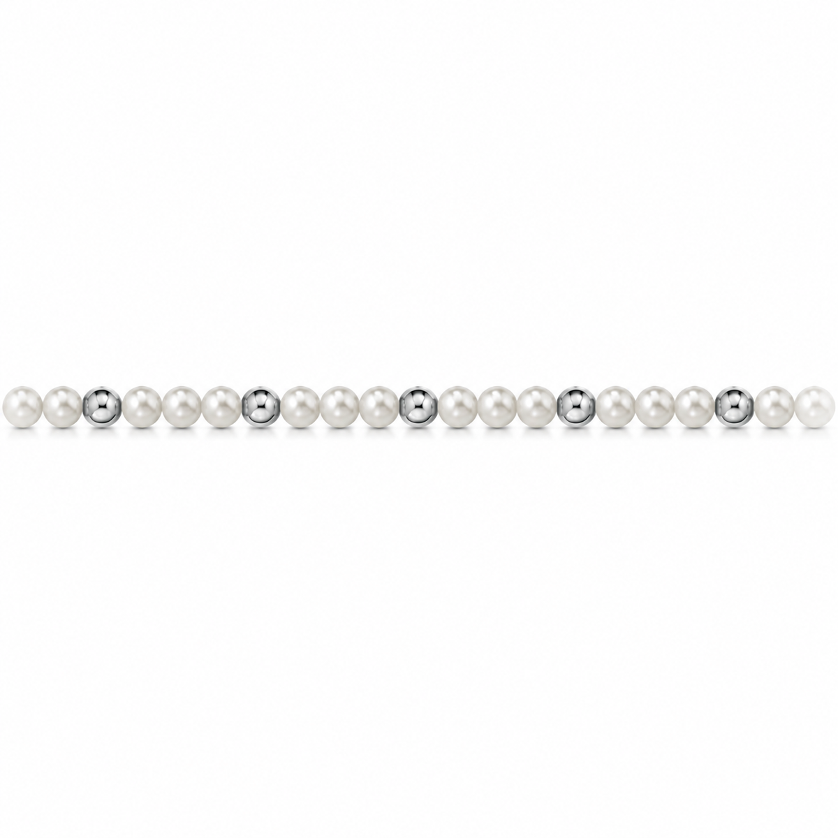Collana di Perle con Sfere Lucide in Oro Bianco 18kt