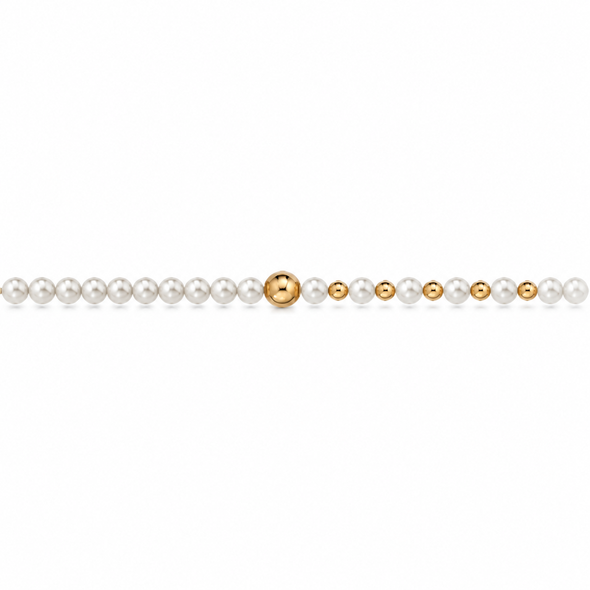 Collana di Perle con Sfere Lucide in Oro Giallo 18kt