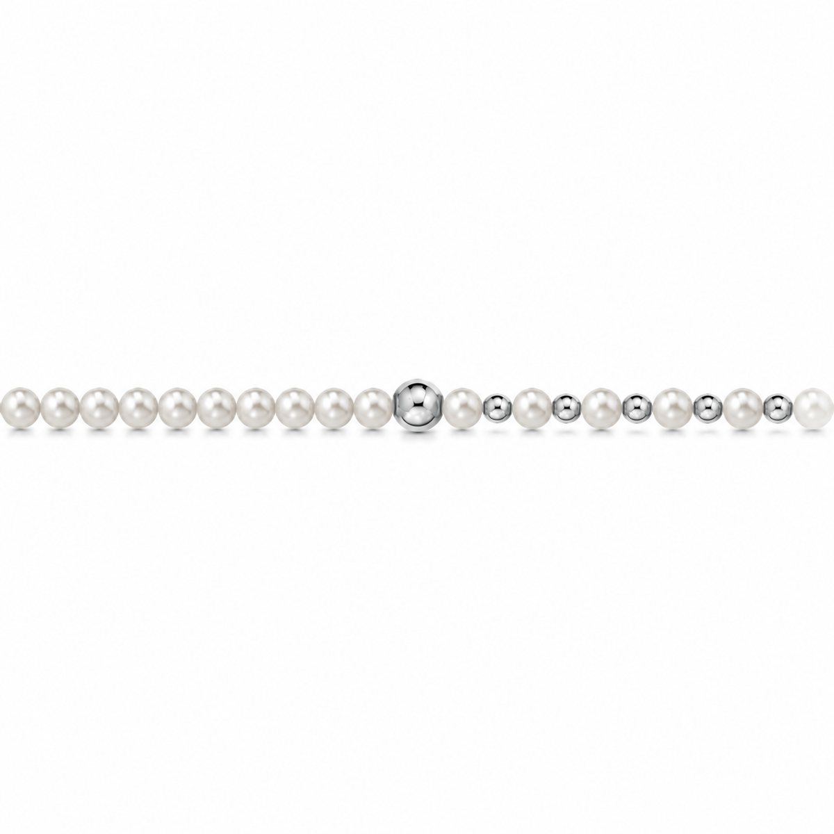 Collana di Perle con Sfere Lucide in Oro Bianco 18kt