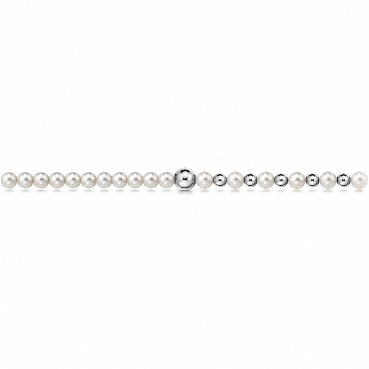 Collana di Perle con Sfere Lucide in Oro Bianco 18kt