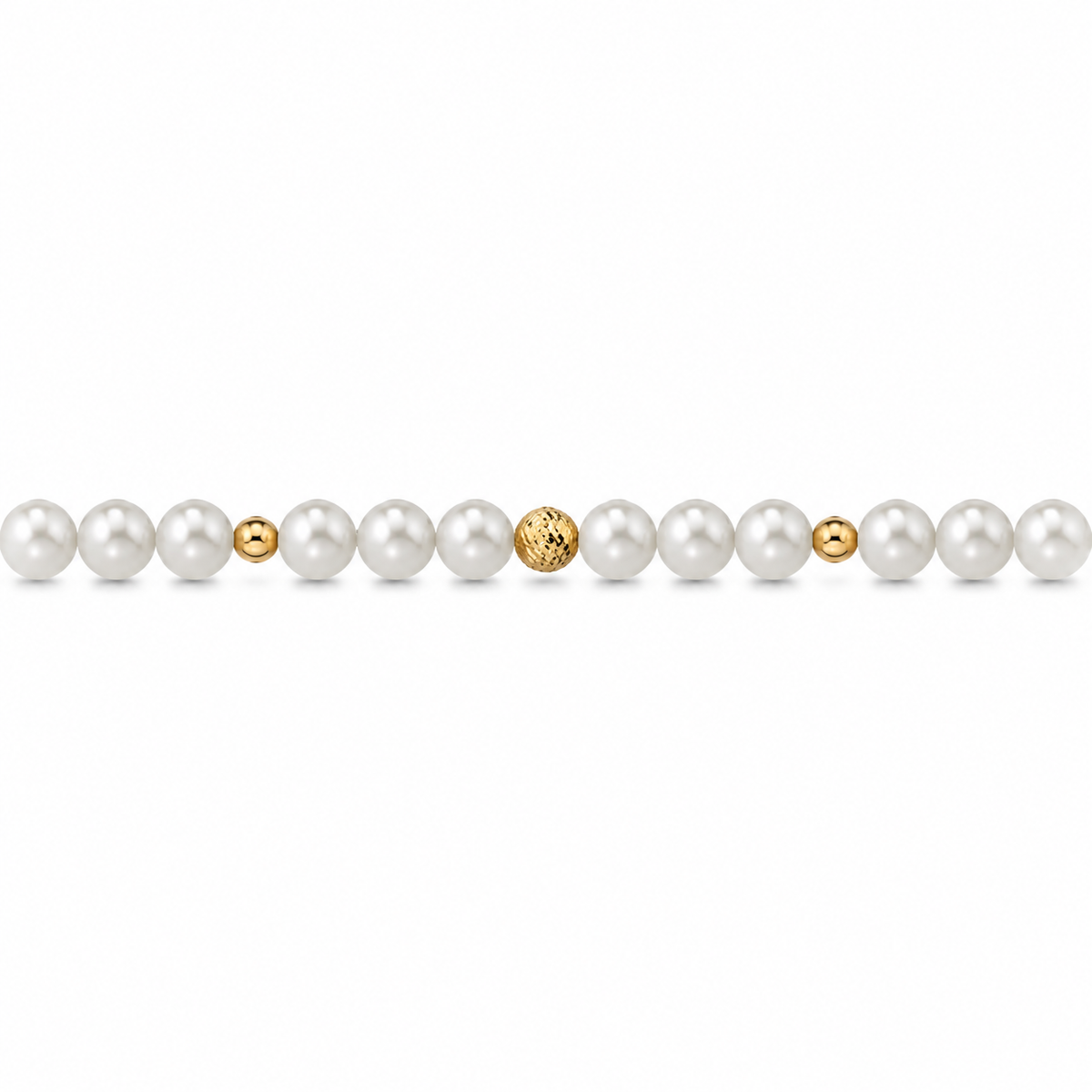Collana di Perle con Sfere Sfaccettate e Lucide in Oro Giallo 18kt